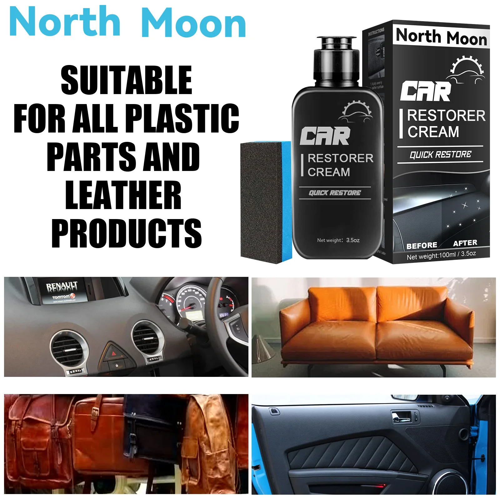 30ml/100ml Auto Plastic Rubber Refurbishment Agent Universal Leather Restorer Washable Refresh Car Repair Interior Maintenance 
30ml/100ml Auto Plastic Rubber Refurbishment Agent Universal Leather Restorer Washable Refresh Car Repair Interior Maintenance