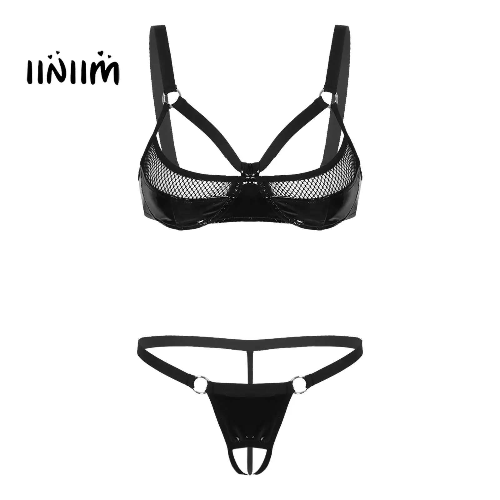 Комплект женского нижнего белья из лакированной кожи, бюстгальтера и трусиков
Комплект женского нижнего белья из лакированной кожи, бюстгальтера и трусиков