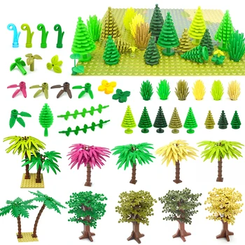 Hot sale Bush Tree Leaf Flower Green Grass Building Bricks Plants Blocks City Parts Figures Accessories Assemble Blocks Parts