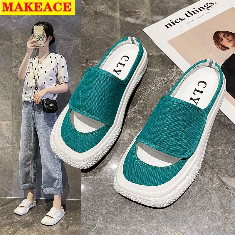 Ladies' Slippers New Summer Baotou Muller Shoes Square Toe Canvas Velcro Wear Hollow Out Leisure with Half Slipper Sandal
Ladies' Slippers New Summer Baotou Muller Shoes Square Toe Canvas Velcro Wear Hollow Out Leisure with Half Slipper Sandal