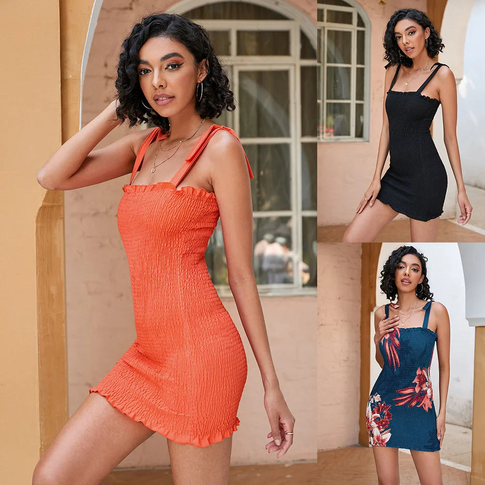 Women's summer sexy tight wrinkled Strapless suspender dress Short dresses women 2022
Women's summer sexy tight wrinkled Strapless suspender dress Short dresses women 2022