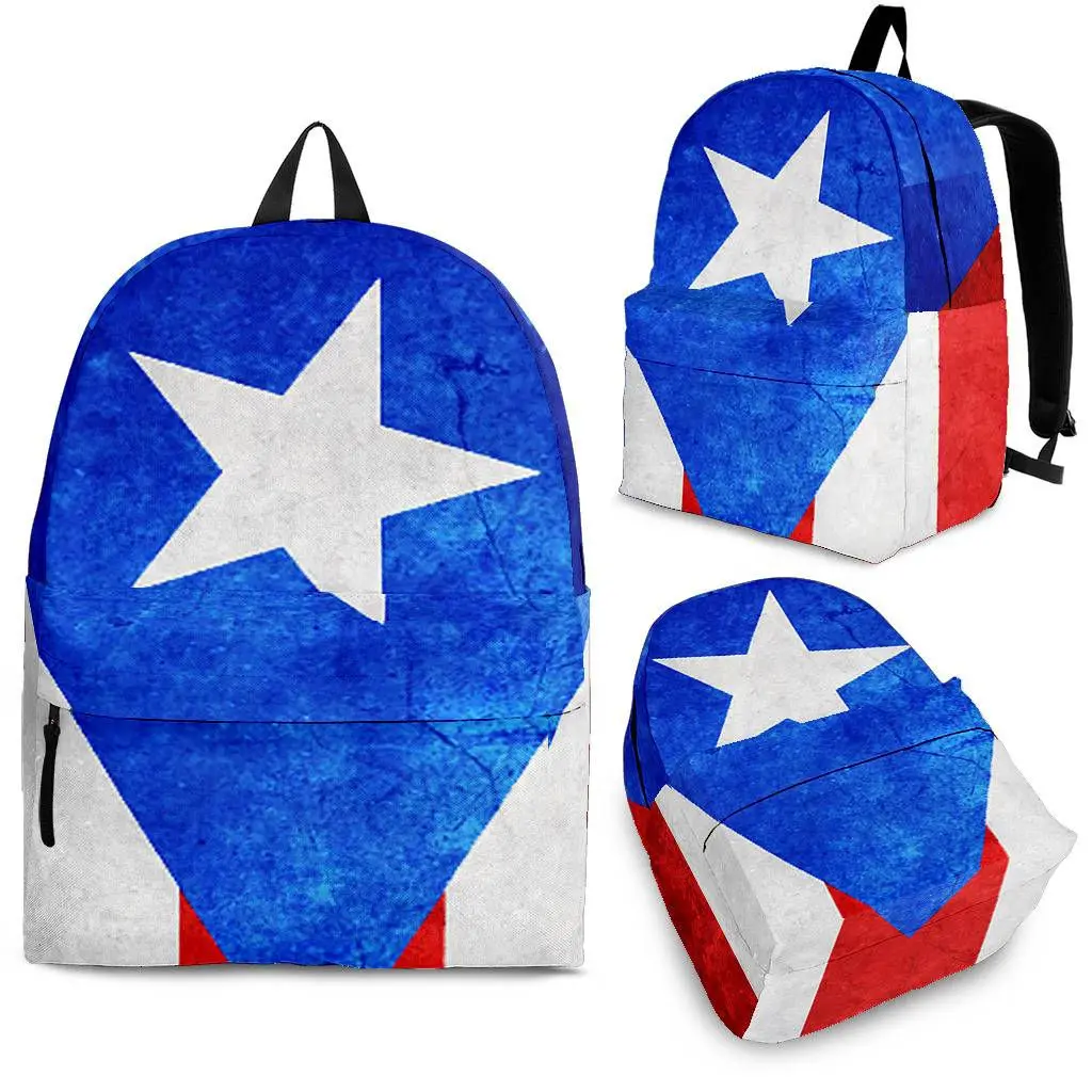 

YIKELUO Puerto Rico Flag 3D Printing Teenage Laptop Bag Adult Casual Backpack With Zipper Durable Student Textbook Knapsack