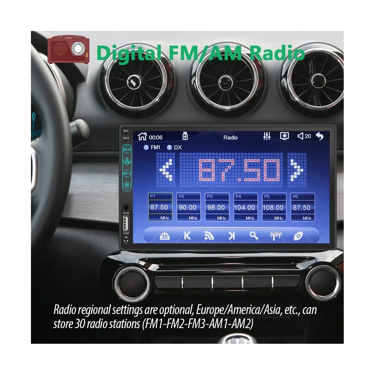7 Inch Double Din Car Stereo HD Touchscreen,Carplay Android Auto,12LED Backup Camera,Mirror Link,USB/AUX,FM Car Radio
7 Inch Double Din Car Stereo HD Touchscreen,Carplay Android Auto,12LED Backup Camera,Mirror Link,USB/AUX,FM Car Radio