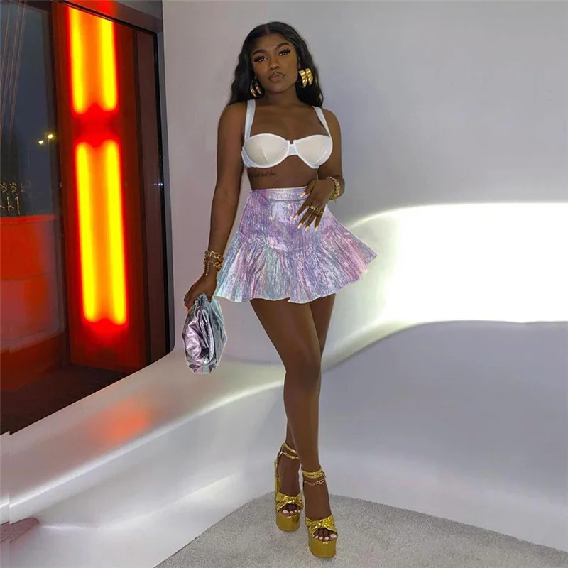 Wishyear 2022 Metallic Holographic Skirt Club Wear Women Clothing Fashion Sexy High Waist Mini Skirts Rave Outfit Dropshipping
Wishyear 2022 Metallic Holographic Skirt Club Wear Women Clothing Fashion Sexy High Waist Mini Skirts Rave Outfit Dropshipping