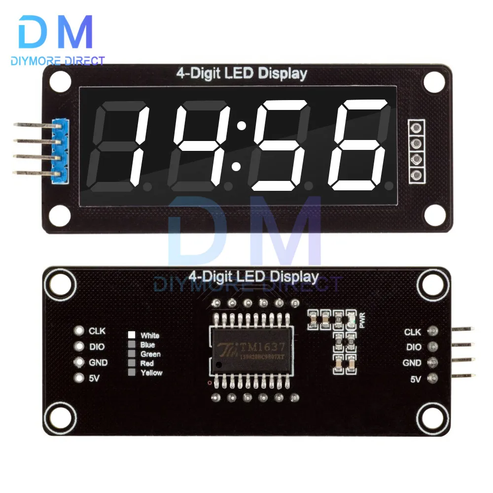 

TM1637 LED Display Module 4 Digit 7 Segment 0.56 inch Time Clock Indicator Tube Module Red Blue Green Yellow White for Arduino