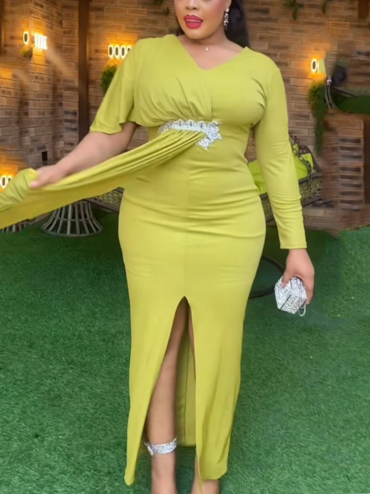 Женское платье с V-образным вырезом, Элегантное Длинное асимметричное платье с высокой талией и разрезом спереди, платье с лентой для гостей свадьбы 
Женское платье с V-образным вырезом, Элегантное Длинное асимметричное платье с высокой талией и разрезом спереди, платье с лентой для гостей свадьбы