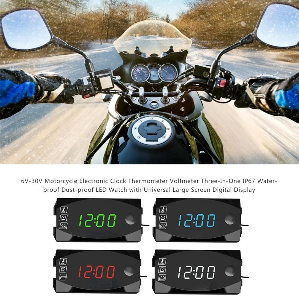 Universal Three-In-One Motorcycle Electronic Clock Thermometer Voltmeter IP67 Dust-proof LED Watch Digital Display Dropshipping
Universal Three-In-One Motorcycle Electronic Clock Thermometer Voltmeter IP67 Dust-proof LED Watch Digital Display Dropshipping