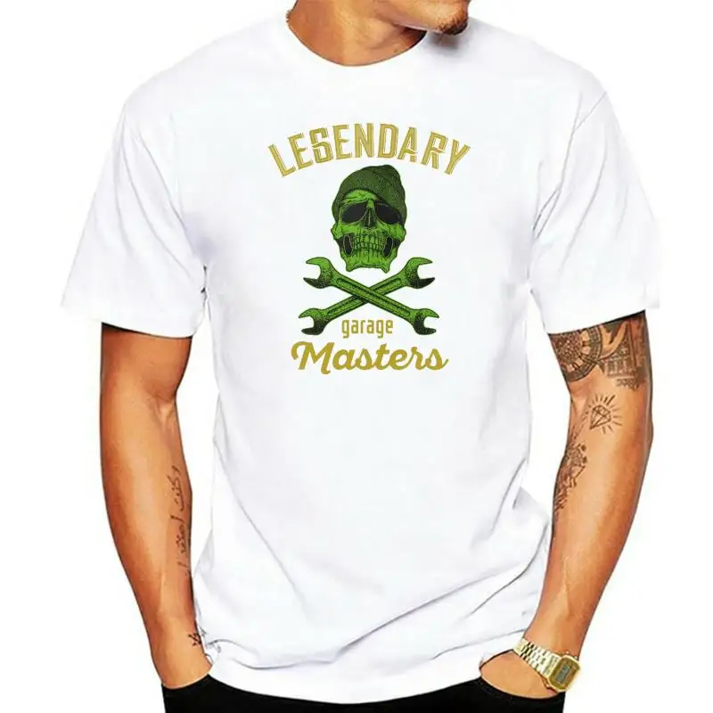 

Title: Legendary Garage Master Skull Tshirt Spanners Mechanic Cross Bones Tshirt PP146 men t shirt