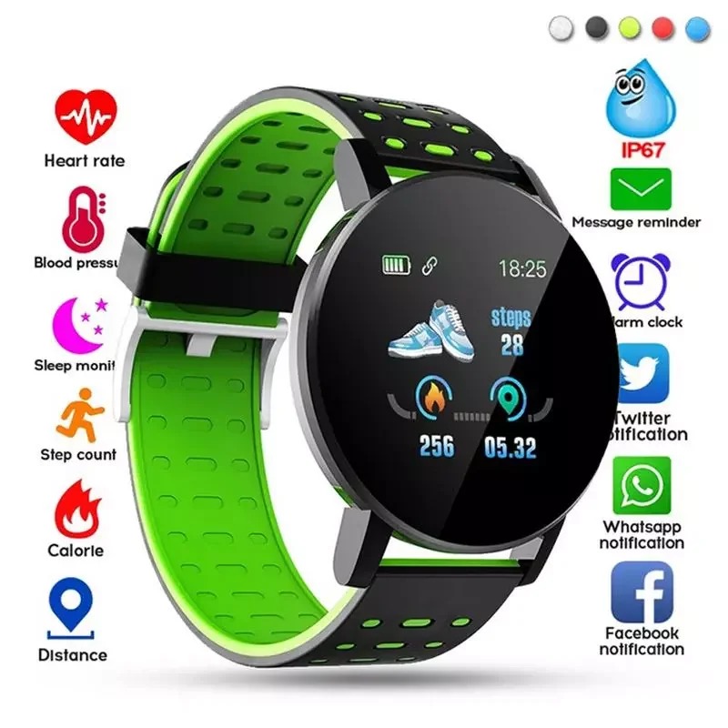 

119Plus Touch Screen Smart Watch Waterproof Sport Fitness Tracker Men Women Blood Pressure Heart Rate Monitor For Android IOS