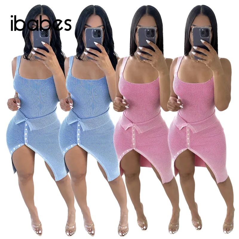 Elegant Ribbed Women 2 Piece Set Sleeveless Tank Bodysuit Slit Pencil Skirts Matching Set 2023 Summer Sexy Night Club Tracksuits
Elegant Ribbed Women 2 Piece Set Sleeveless Tank Bodysuit Slit Pencil Skirts Matching Set 2023 Summer Sexy Night Club Tracksuits