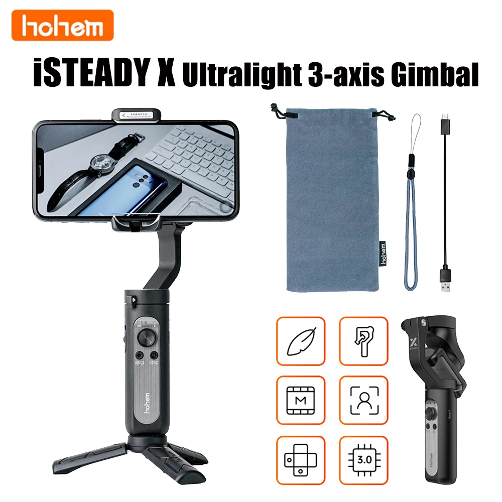 

Hohem iSteady X X2 Smartphone Gimbal 3-Axis Handheld Stabilizer Phone Selfie Stick Tripod for iPhone 13 Pro Max Xiaomi Huawei