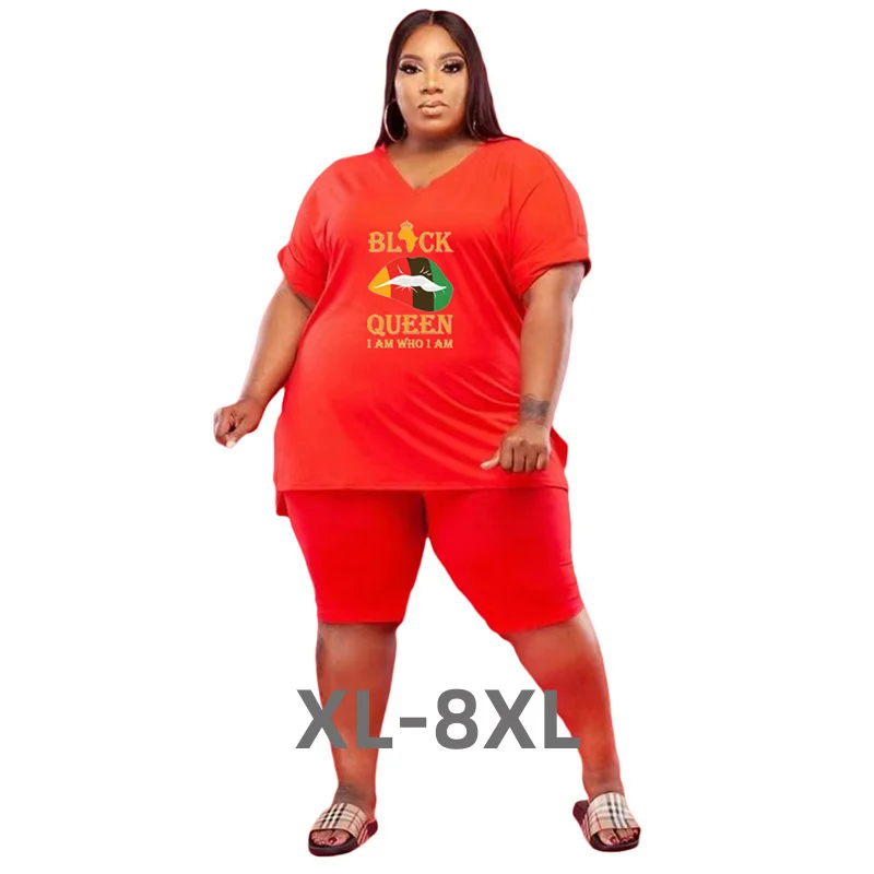 Plus Size 2 Piece Set Women Fashion Lip Print Short Sleeve Cop Top Pants Shorts Sets Jogging Tracksuit Wholes 3xl 4xl 5xl 6xl
Plus Size 2 Piece Set Women Fashion Lip Print Short Sleeve Cop Top Pants Shorts Sets Jogging Tracksuit Wholes 3xl 4xl 5xl 6xl