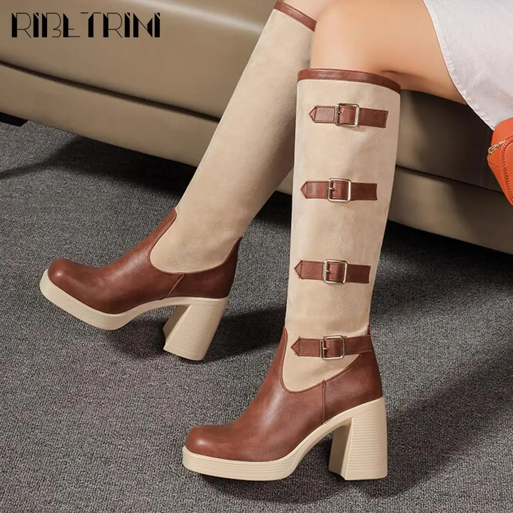 Women Boots Buckle Slip On Block High Heel Shoes Mid Calf Square Toe Brown Vintage Punk Goth Cool Fashion Women Motorcycle Boots
Women Boots Buckle Slip On Block High Heel Shoes Mid Calf Square Toe Brown Vintage Punk Goth Cool Fashion Women Motorcycle Boots