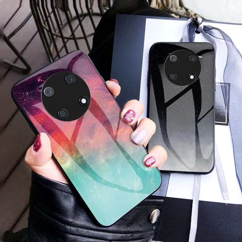 

For Honor play Phone Case Huawei P20 P30 P40 P50 Pro P10 Plus Tempered Glass Casing Soft TPU Edge Hard Shockproof Back Cover