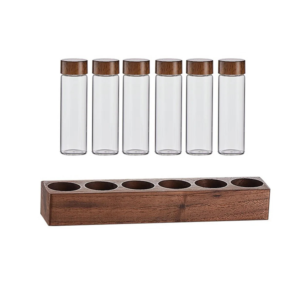 

Coffee Bean Storage Tubes Coffee Bean Cellar Wooden Display Stand and Funnel Espresso Accessories