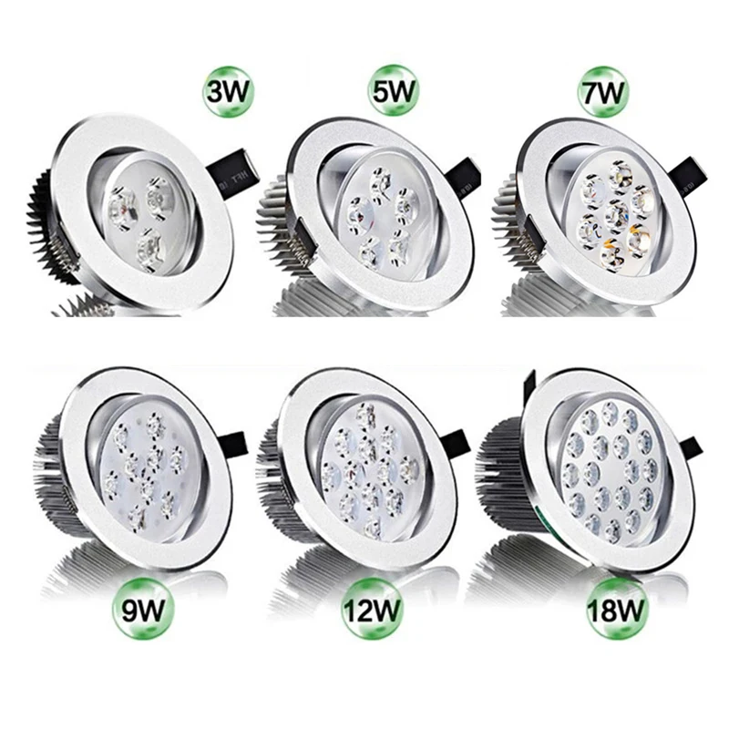 

LED ceiling spotlight embedded high-power ceiling spotlight 3W/4W/5W/7W/9W/12W/18W ac85-265V Round dimmable downlight