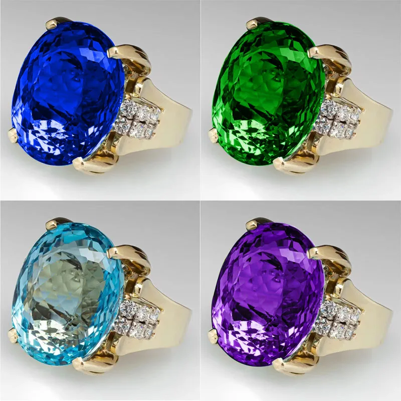 Fashion Ladies Large Oval Sea Teal Green Purple Sapphire Sapphire Crystal Wedding Engagement Ring High Quality Fashion Jewelry 
Fashion Ladies Large Oval Sea Teal Green Purple Sapphire Sapphire Crystal Wedding Engagement Ring High Quality Fashion Jewelry