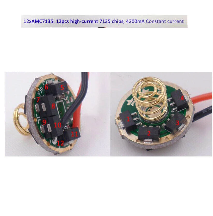 

17mm 1 /3 / 5 Modes Constant Current With Mode Memory Flashlight Circuit Driver 4200mA FOR XM-L2 U3 T6 XHP50.2 XP-L LED Bulb