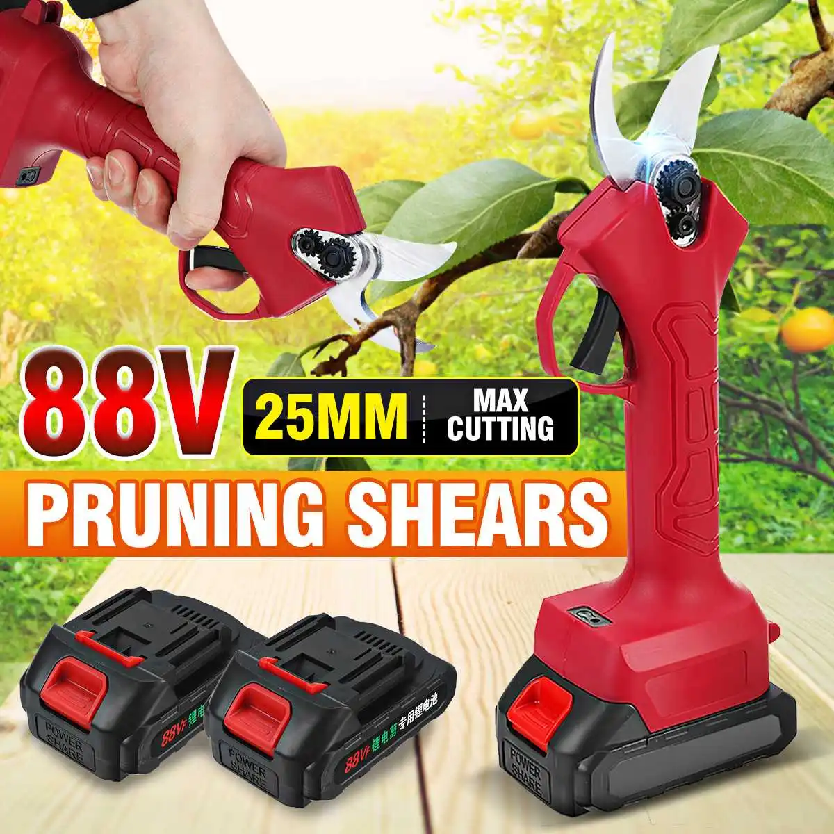 88VF Electric Cordless Pruner Pruning Shear with 9000mAh Lithium-ion Battery Efficient Fruit Tree Bonsai Pruning Cutter 25mm MAX
88VF Electric Cordless Pruner Pruning Shear with 9000mAh Lithium-ion Battery Efficient Fruit Tree Bonsai Pruning Cutter 25mm MAX