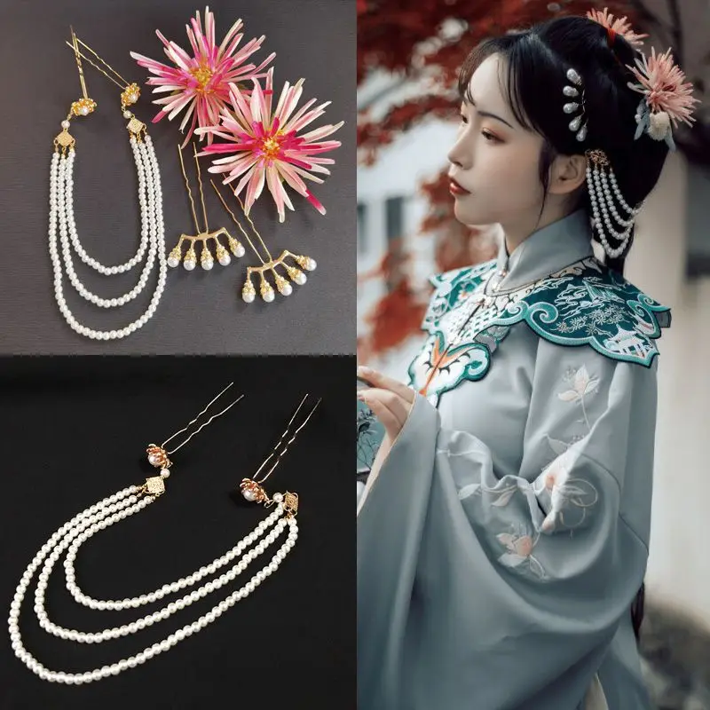 Chinese Style Hanfu Flower Hairpins for Women Hair Clip Head Jewelry
Chinese Style Hanfu Flower Hairpins for Women Hair Clip Head Jewelry