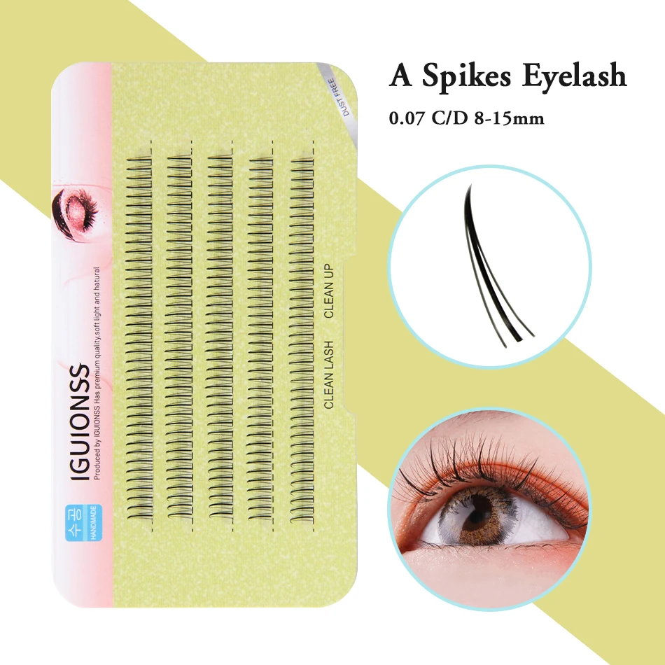 

IGUIONSS New A Shape Professional Makeup Individual Lashes Cluster Spikes Long Lasting Easy to Apply DIY Eyes Makeup Tools