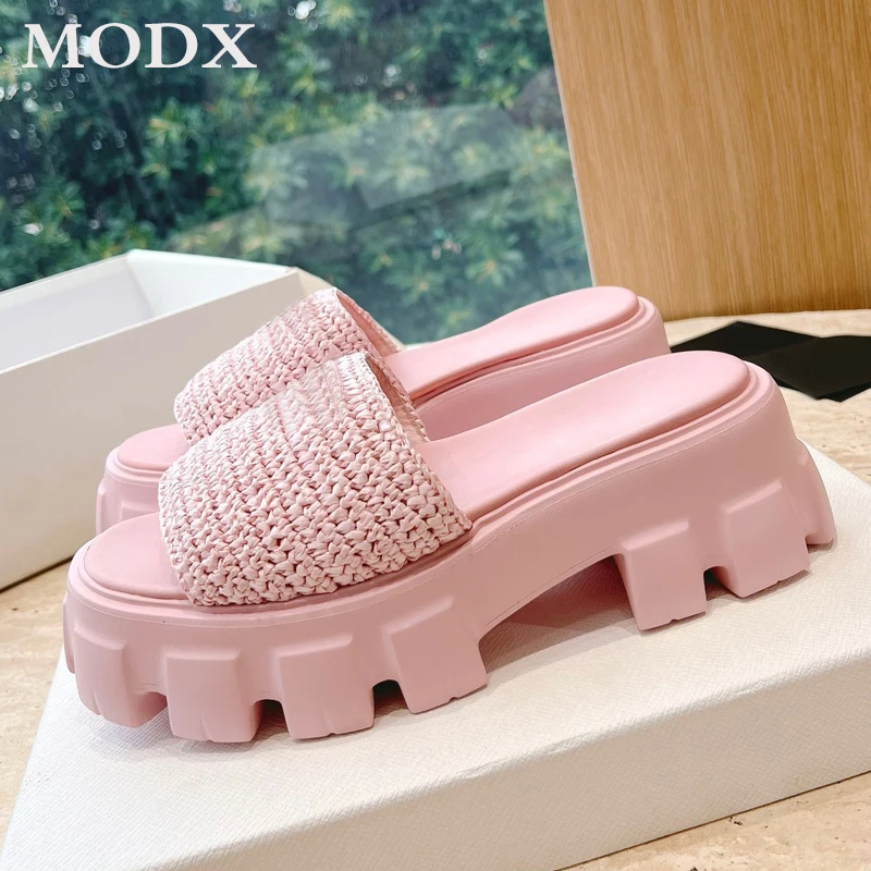 Weave Thick Soled Slippers 2023 New Solid Color Casual Outdoor Open Toe Retro Slipper Holiday Comfort Platform Beach Sandal Lady
Weave Thick Soled Slippers 2023 New Solid Color Casual Outdoor Open Toe Retro Slipper Holiday Comfort Platform Beach Sandal Lady