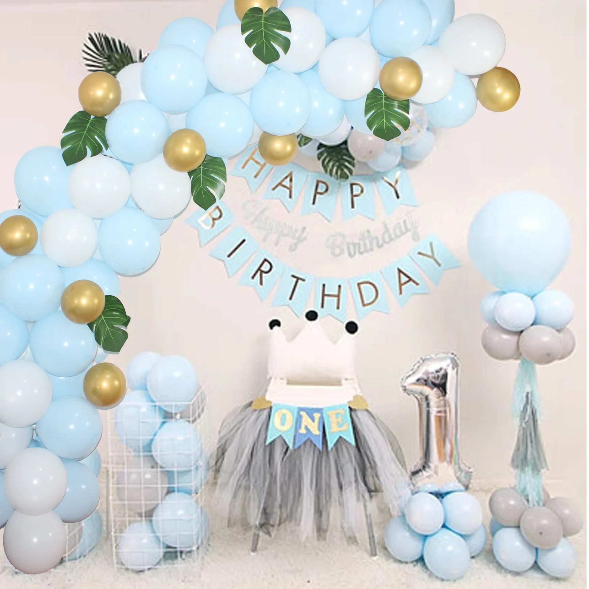 JOLLYBOOM Blue White Balloon Garland Arch Kit Gold Latex Balloon Green Plam Leaves for Birthday Wedding Baby Shower Supplies
JOLLYBOOM Blue White Balloon Garland Arch Kit Gold Latex Balloon Green Plam Leaves for Birthday Wedding Baby Shower Supplies