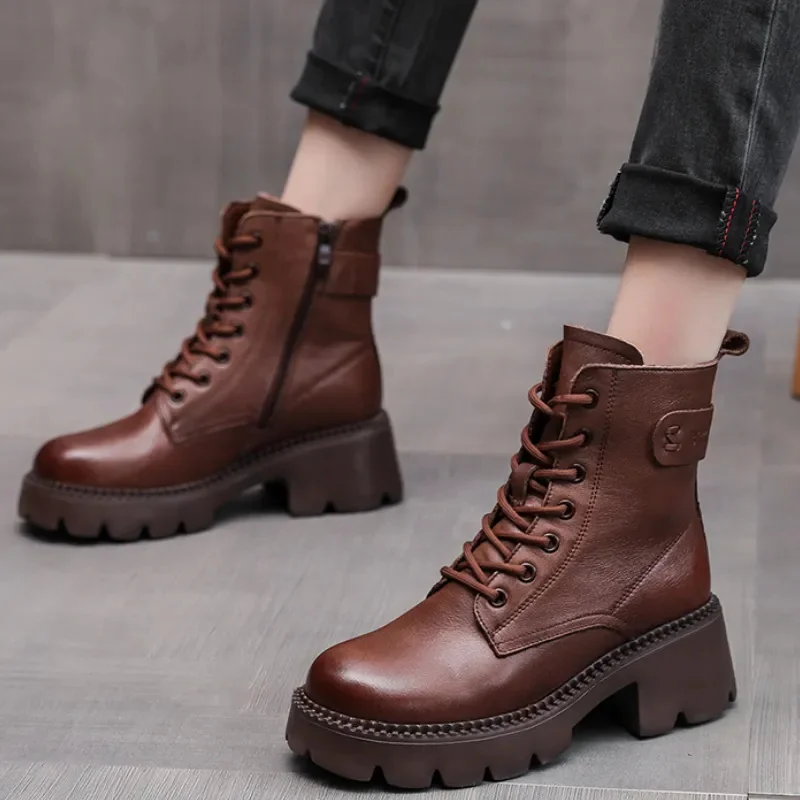 Genuine Leather Shoes Women Boots Zip Round Toe Flat With Handmade Concise Leisure Sewing Platform Boots Free shipping
Genuine Leather Shoes Women Boots Zip Round Toe Flat With Handmade Concise Leisure Sewing Platform Boots Free shipping