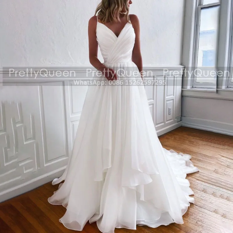 Bohemia Beach Wedding Dress Tiered A Line Women Long Sweep Train Spaghetti Straps White Bridal Dresses
Bohemia Beach Wedding Dress Tiered A Line Women Long Sweep Train Spaghetti Straps White Bridal Dresses