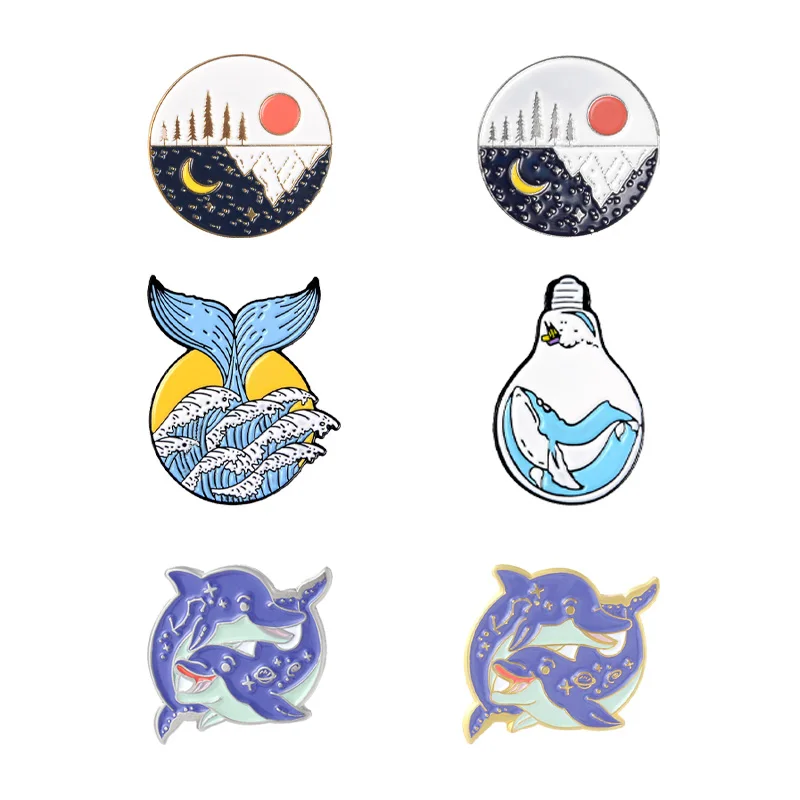 Creative Cartoon Badge Brooch Alternating Sun and Moon Stay Cute Blue Starry Dolphin Shape Bulb Whale Sun Tail Spray Brooch Pin
Creative Cartoon Badge Brooch Alternating Sun and Moon Stay Cute Blue Starry Dolphin Shape Bulb Whale Sun Tail Spray Brooch Pin