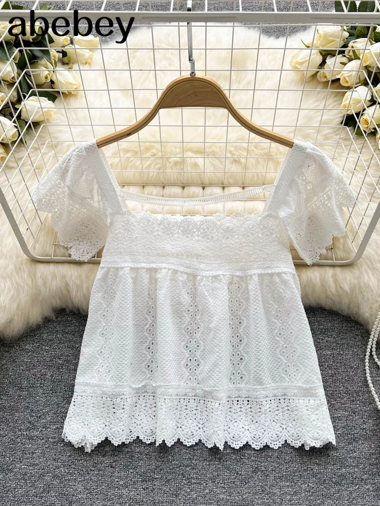 2022 Summer New Korean Fashion Women'ssquare collar Loose Shirts Embroidery Cotton Lace Casual Blouses Crop Top
2022 Summer New Korean Fashion Women'ssquare collar Loose Shirts Embroidery Cotton Lace Casual Blouses Crop Top
