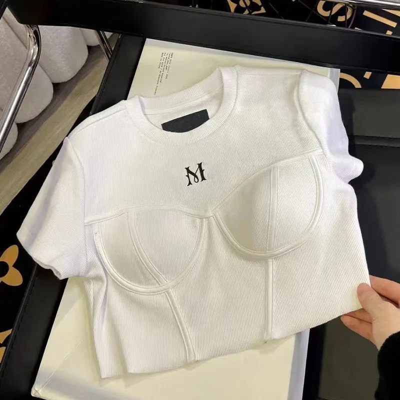 2022 Summer Woman's Tops Super Short Tees White Letter Printed Cute Bra Blouses Casual Young Shirt
2022 Summer Woman's Tops Super Short Tees White Letter Printed Cute Bra Blouses Casual Young Shirt