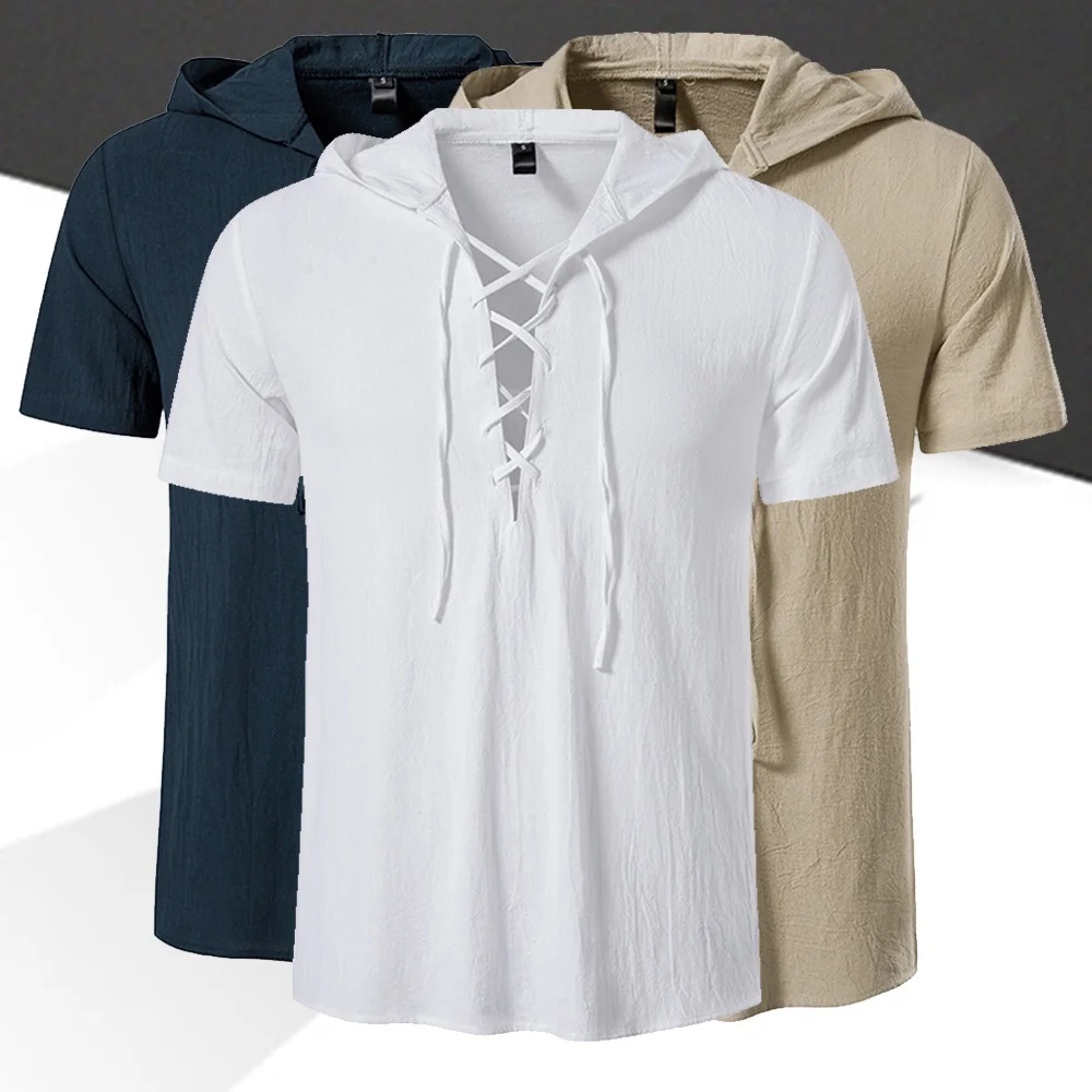 Men's Summer Short Sleeve Linen T-Shirt Hooded Beach T-Shirt Fashion Casual T-Shirt
Men's Summer Short Sleeve Linen T-Shirt Hooded Beach T-Shirt Fashion Casual T-Shirt