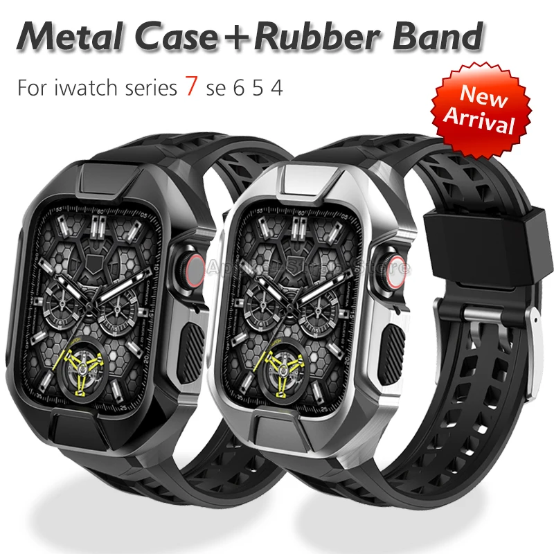 44 мм 45 мм Роскошный Металлический Чехол резиновый ремешок для Apple Watch Series 7 Мужской спортивный ремешок модификация комплект для iWatch SE 654 браслет
44 мм 45 мм Роскошный Металлический Чехол резиновый ремешок для Apple Watch Series 7 Мужской спортивный ремешок модификация комплект для iWatch SE 654 браслет