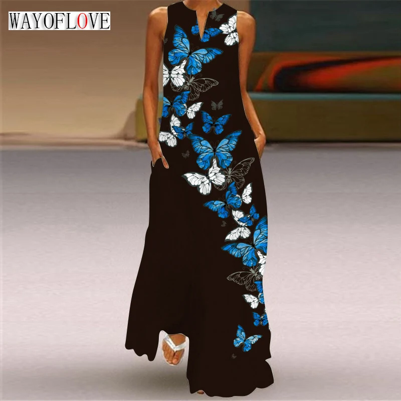 WAYOFLOVE Lady Spring Summer Black Long Dress Sleeveless Loose Butterfly Print Dresses For Women 2023 Casual Beach Women's Dress
WAYOFLOVE Lady Spring Summer Black Long Dress Sleeveless Loose Butterfly Print Dresses For Women 2023 Casual Beach Women's Dress
