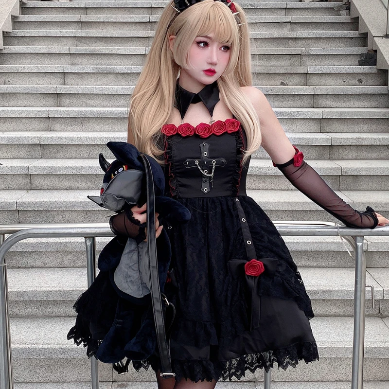 Vintage Victorian Lolita Jsk Dress Women Dangerous Rose Dark Gothic Princess Dresses Female Japanese Y2k Party Slim Mini Dress
Vintage Victorian Lolita Jsk Dress Women Dangerous Rose Dark Gothic Princess Dresses Female Japanese Y2k Party Slim Mini Dress