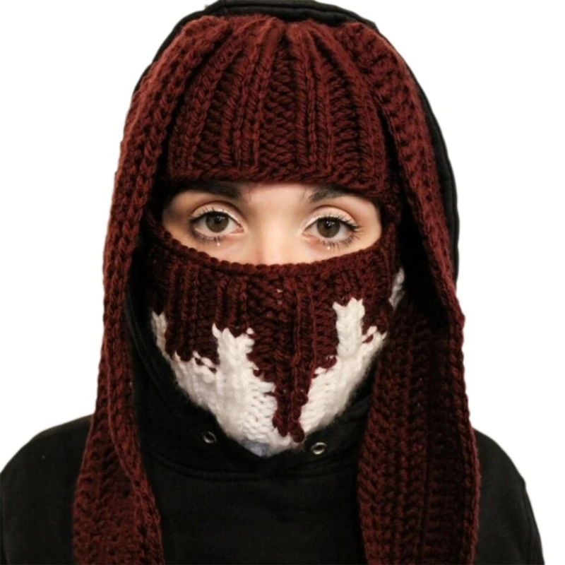 M2EA эластичная шапка с защитой для глаз, многоцветные вязаные шапки для взрослых и детей, теплые шапки с ушами, пушистые товары для холодной погоды