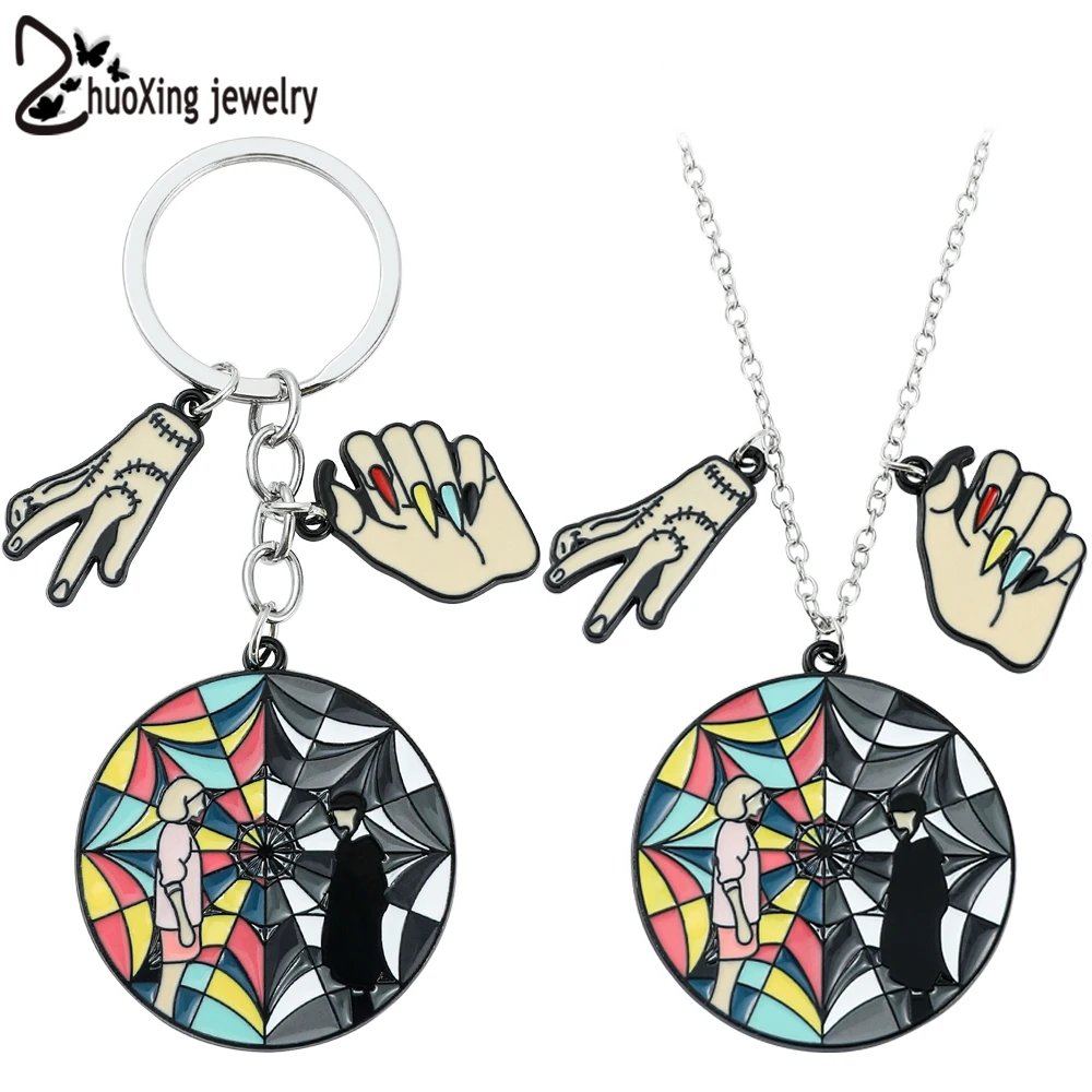 Wednesday Addams Enid Sinclair Rainbow Window Necklace Nevermore Enamel Pendant Necklace Keychain for Fans Party Jewelry Gifts
Wednesday Addams Enid Sinclair Rainbow Window Necklace Nevermore Enamel Pendant Necklace Keychain for Fans Party Jewelry Gifts