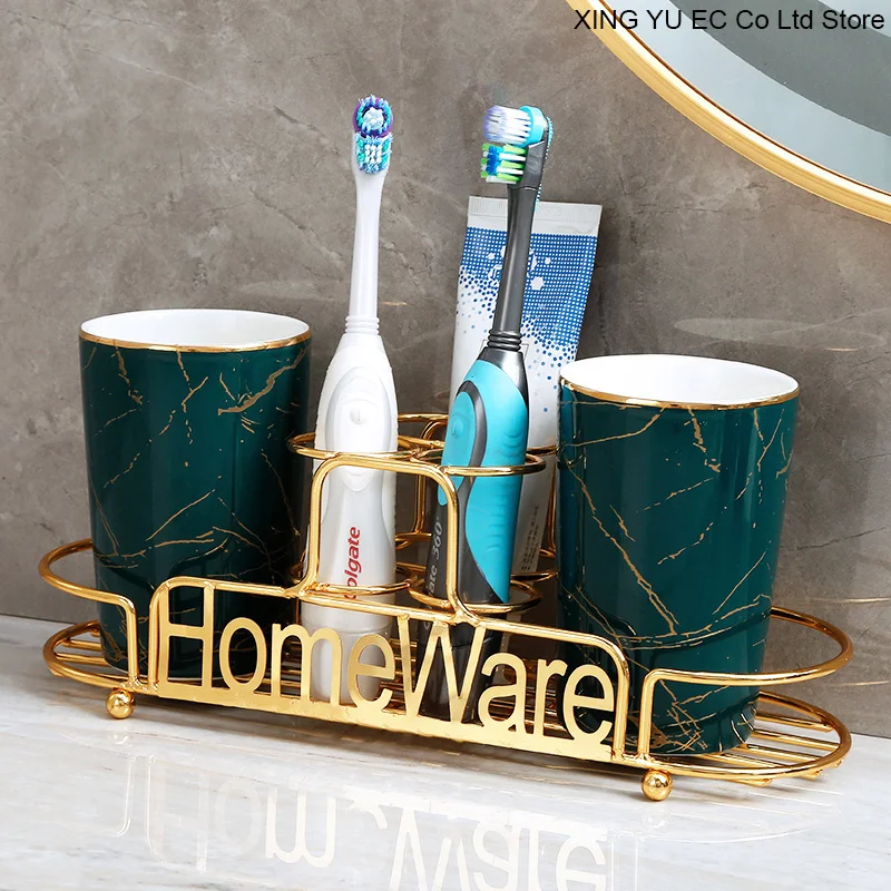 Ceramic Toothbrush Cup Combination Household Mouthwash Cup Set Simple Toothbrush Rack Metal Wrought Iron Toiletries Wall Holder
Ceramic Toothbrush Cup Combination Household Mouthwash Cup Set Simple Toothbrush Rack Metal Wrought Iron Toiletries Wall Holder
