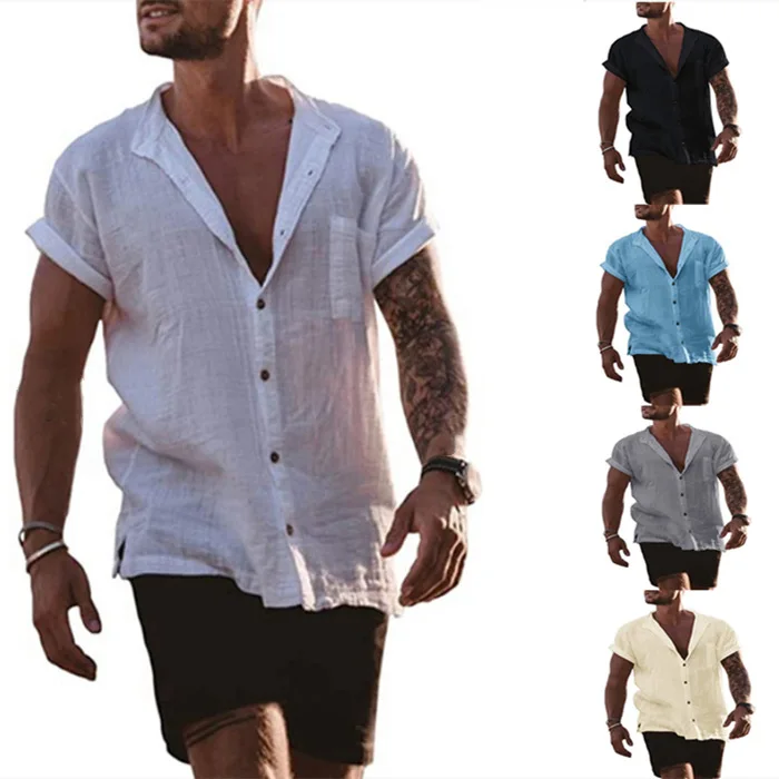 2023 Summer Men's Solid Color Cotton Linen Cardigan Loose Short Sleeve Pocket Simple Casual Shirt Men
2023 Summer Men's Solid Color Cotton Linen Cardigan Loose Short Sleeve Pocket Simple Casual Shirt Men