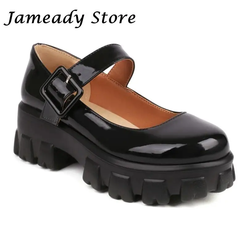

Туфли Мэри Джейн на толстой подошве, милые Классические босоножки на платформе, туфли на высоком каблуке с пряжкой, универсальные, для летнего сезона