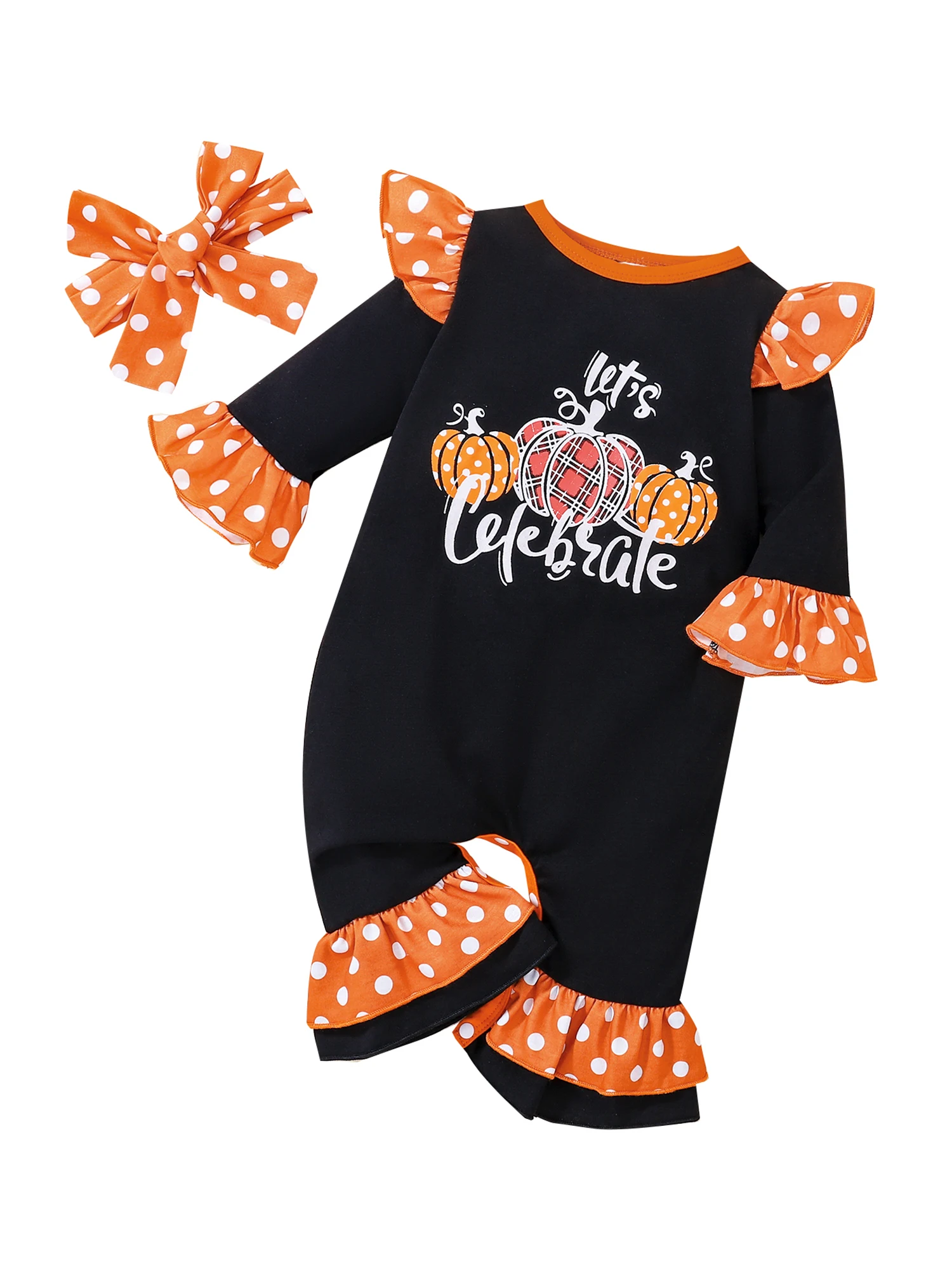 My First Halloween Baby Girl Outfit Newborn Pumpkin Long Sleeve Ruffle Jumpsuit Bell Bottom Romper Headband
My First Halloween Baby Girl Outfit Newborn Pumpkin Long Sleeve Ruffle Jumpsuit Bell Bottom Romper Headband