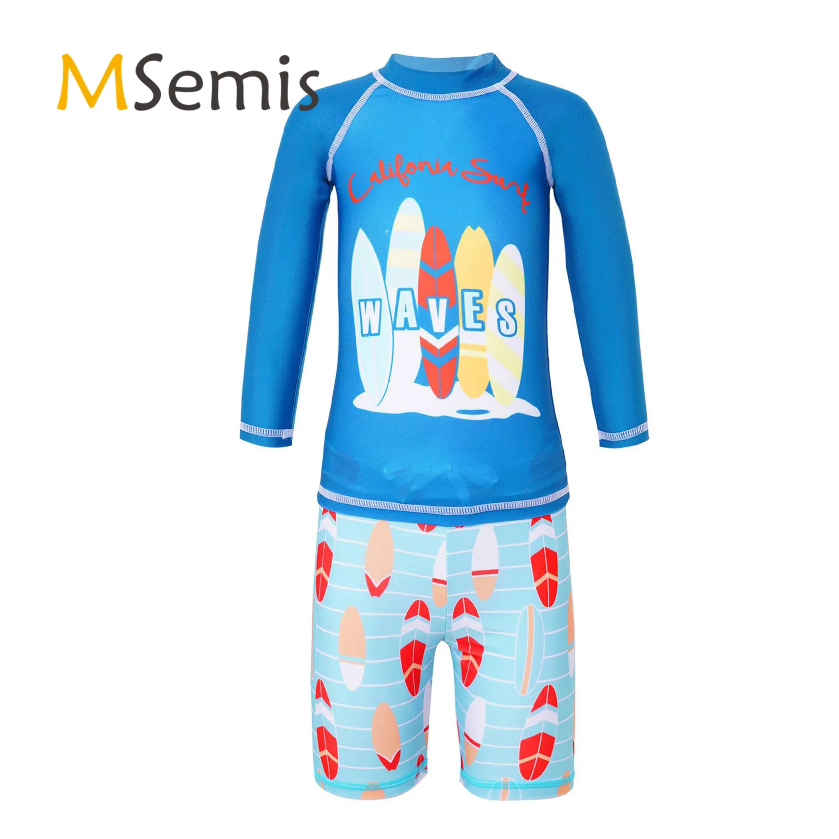 2Pcs Kids Boys Swimming Suit Round Neck Long Sleeves Cartoon Shark Fish Waves Print Tops Shorts Set Swimming Bathing Swimwear
2Pcs Kids Boys Swimming Suit Round Neck Long Sleeves Cartoon Shark Fish Waves Print Tops Shorts Set Swimming Bathing Swimwear
