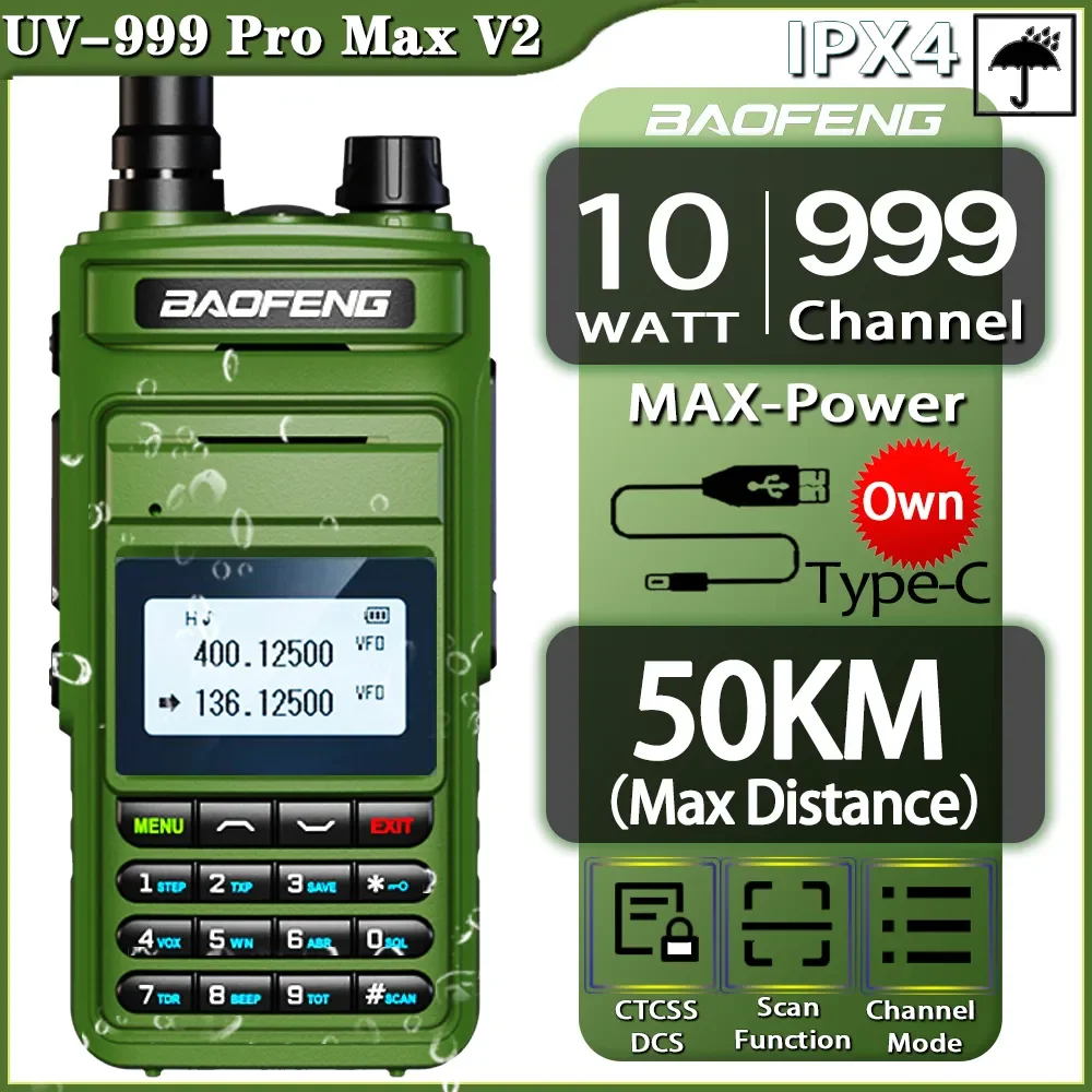 2023 BaoFeng UV-999 Pro Max V2 10W Powerful Dual Band Walkie Talkie Type-C Long Range Transceiver Ham Two Way BaofengRadio
2023 BaoFeng UV-999 Pro Max V2 10W Powerful Dual Band Walkie Talkie Type-C Long Range Transceiver Ham Two Way BaofengRadio