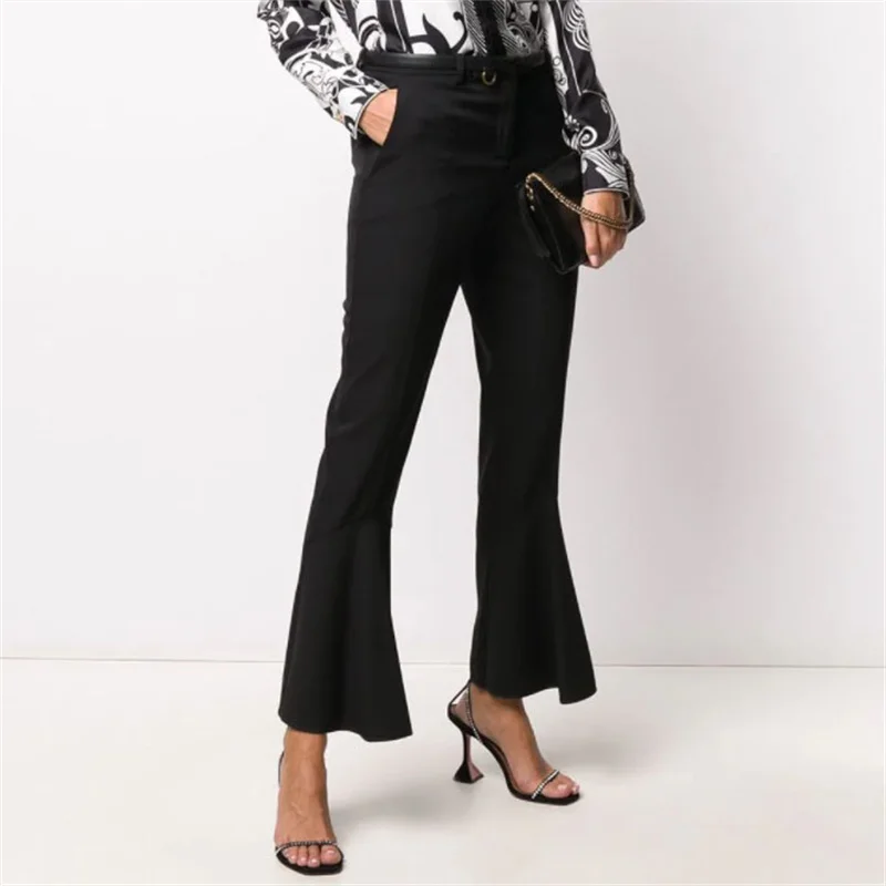 Women's pants 2023 Autumn New Korean Fashion Wool blend black flared pants High quality stretch slim Wide leg pants y2k Trousers
Women's pants 2023 Autumn New Korean Fashion Wool blend black flared pants High quality stretch slim Wide leg pants y2k Trousers