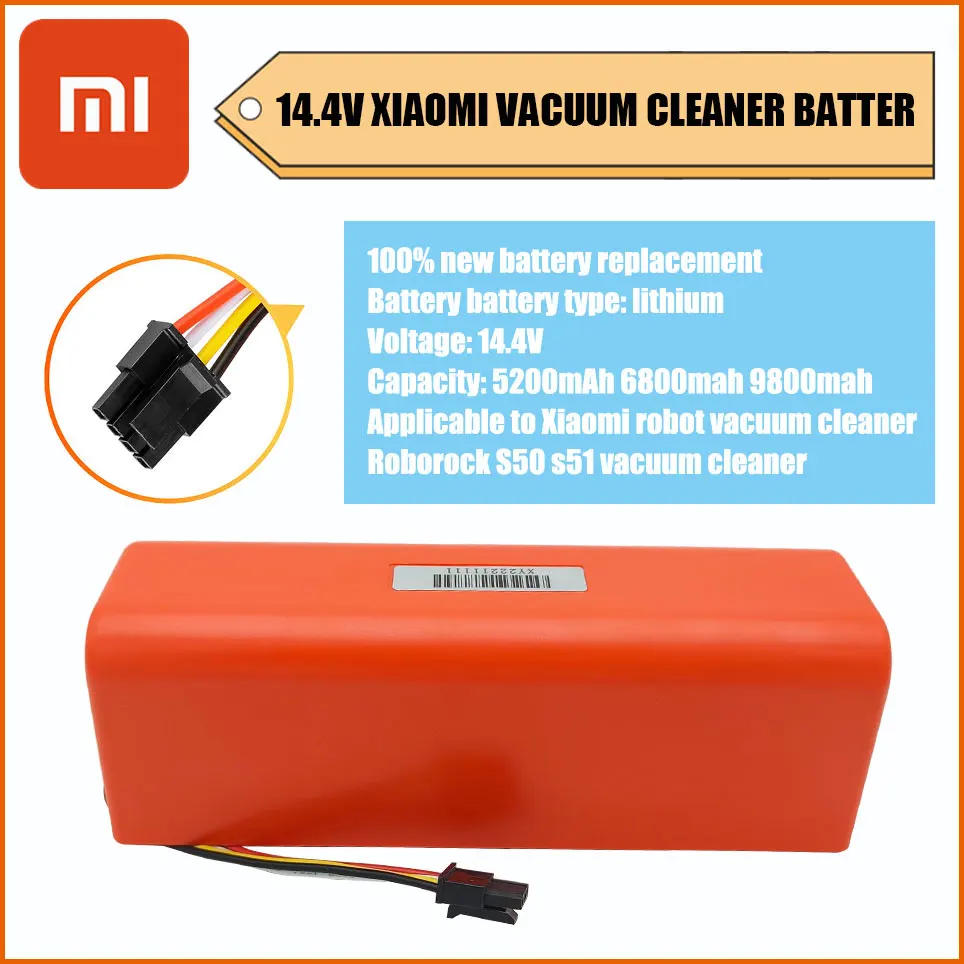 Xiaomi 5200mAh Li-ion 14.4V Replacement Battery Xiaomi Robot Vacuum Cleaner Roborock S50 S51 S55 Accessories Spare Parts
Xiaomi 5200mAh Li-ion 14.4V Replacement Battery Xiaomi Robot Vacuum Cleaner Roborock S50 S51 S55 Accessories Spare Parts