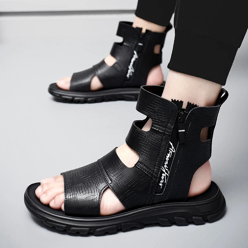 Fashion Roman High Top Sandals Mens Luxury Leather Chelsea Boots Designer Shoes Open Toe Zip Flat Casual Sneakers Beach Slippers
Fashion Roman High Top Sandals Mens Luxury Leather Chelsea Boots Designer Shoes Open Toe Zip Flat Casual Sneakers Beach Slippers