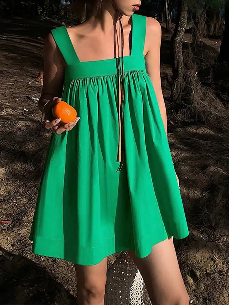 Summer Mini Dress VONDA Women 2023 Fashion Sundress Sleeveless Straps Casual Solid Color Loose Pleated Party Beach Vestidos Robe
Summer Mini Dress VONDA Women 2023 Fashion Sundress Sleeveless Straps Casual Solid Color Loose Pleated Party Beach Vestidos Robe