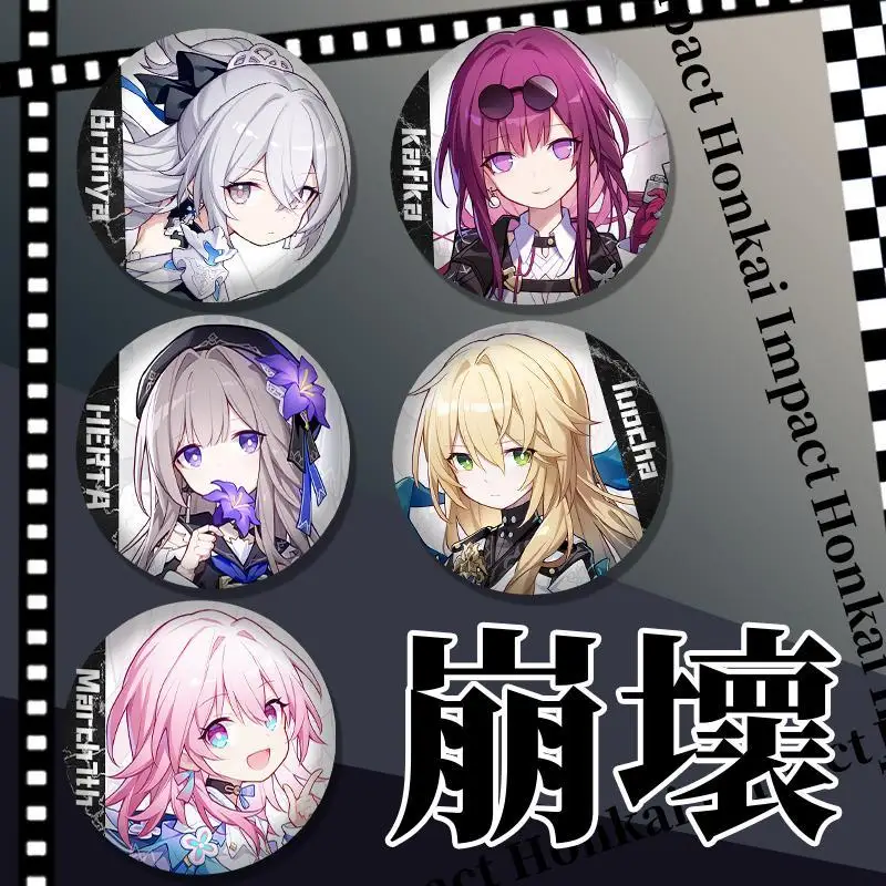 

Honkai:Star Rail 58mm Brooch Pin Kafka March 7 Herta Luocha Bronya Cosplay Anime Badge Accessories For Clothes Backpack Bag Gift