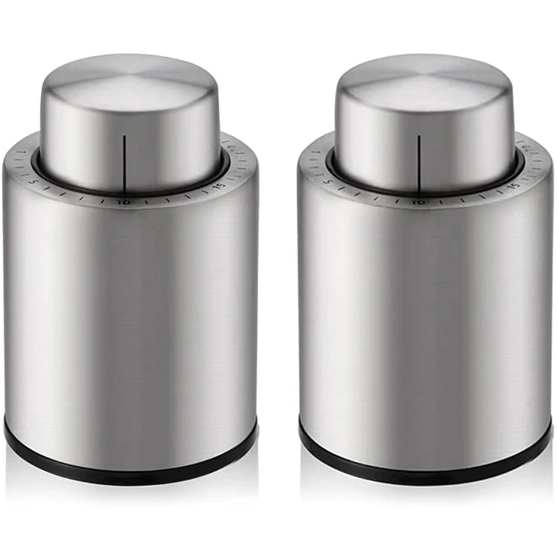 2 Pack Of Vacuum Wine Bottle Stoppers,Stainless Steel Wine Bottle Plug Silicone Reusable Wine Preserver With Time Scale
2 Pack Of Vacuum Wine Bottle Stoppers,Stainless Steel Wine Bottle Plug Silicone Reusable Wine Preserver With Time Scale